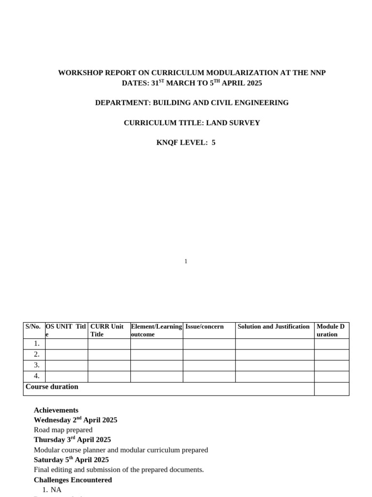 Curriculum Modularization Workshop Report | PDF