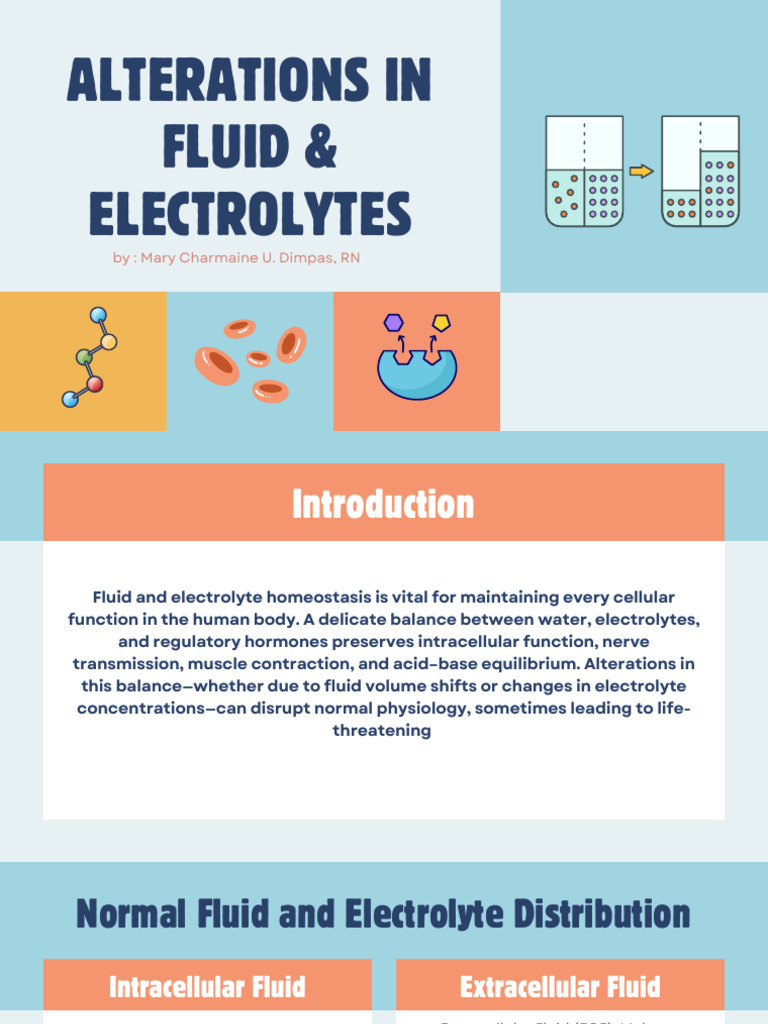 Fluid and Electrolyte Imbalance Overview | PDF | Electrolyte | Homeostasis
