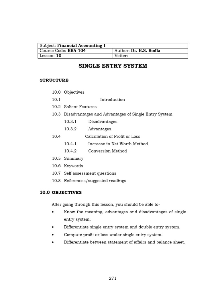 Single Entry System - 271-312 | PDF | Debits And Credits | Financial ...