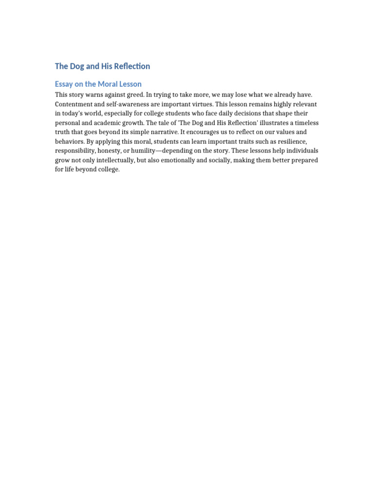 The Dog and His Reflection | PDF