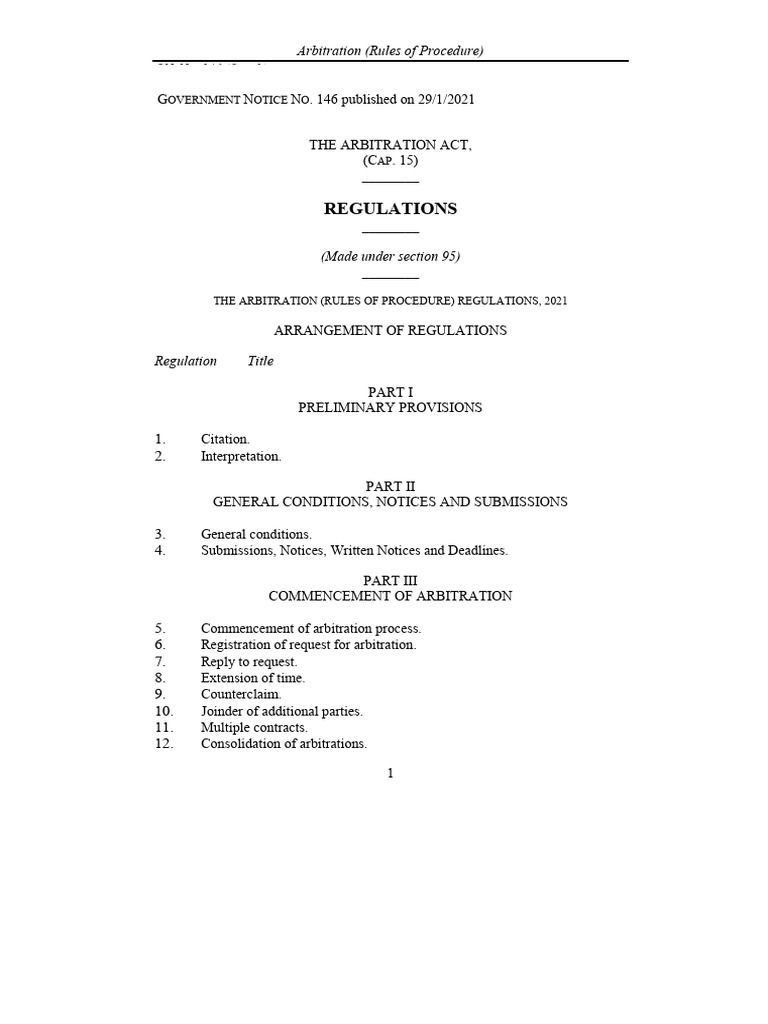 Arbitration Rules of Procedure 2021 | PDF | Arbitration | Arbitral Tribunal
