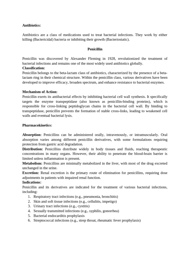 Overview of Antibiotics and Their Uses | PDF | Penicillin | Medical ...
