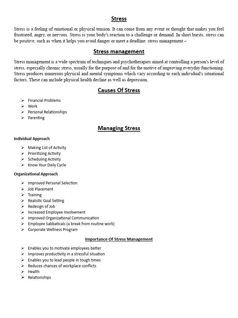 Managing Stress for Work-Life Balance | PDF | Stress Management ...