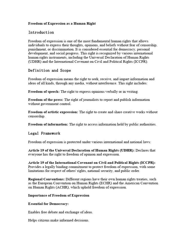 Freedom of Expression As A Human Right | PDF | Freedom Of Speech ...