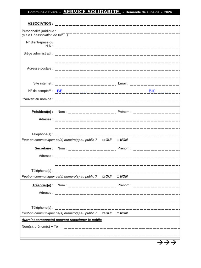 Demande de subside 2024 à Evere | PDF