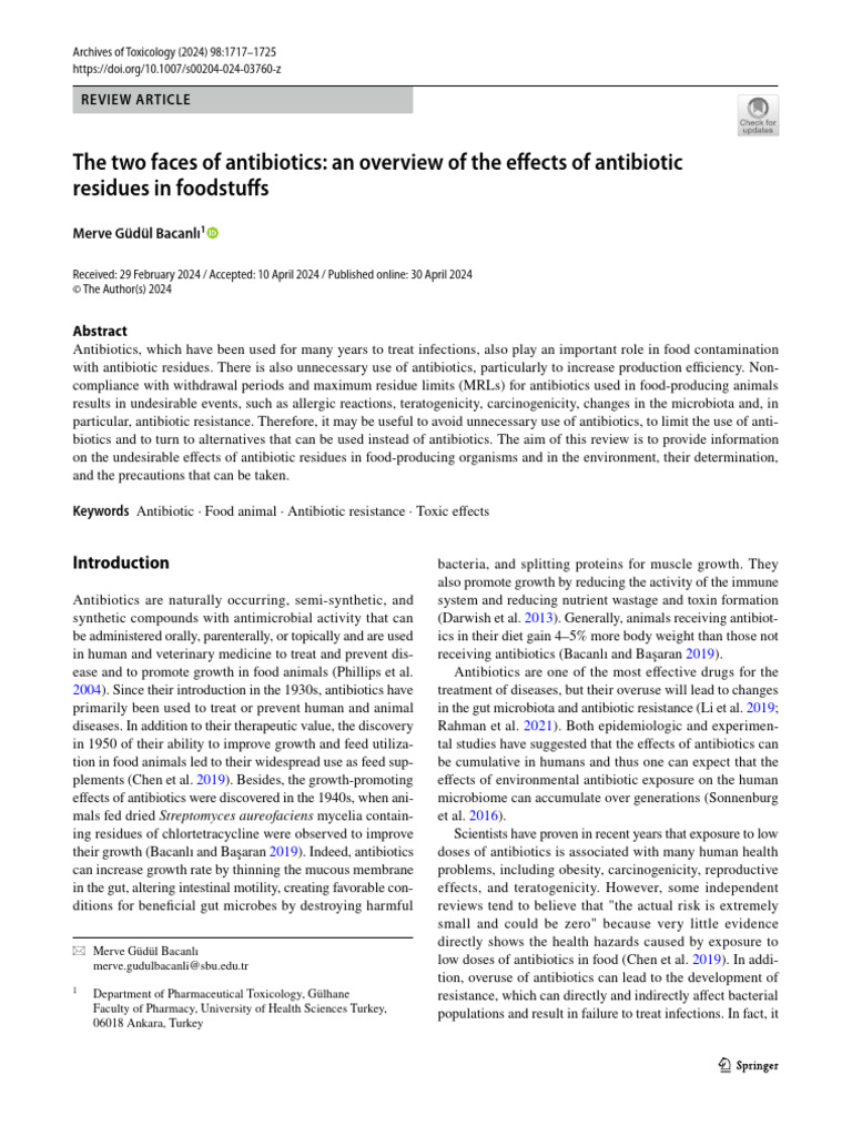 Effects of Antibiotic Residues in Food | PDF | Antimicrobial Resistance ...
