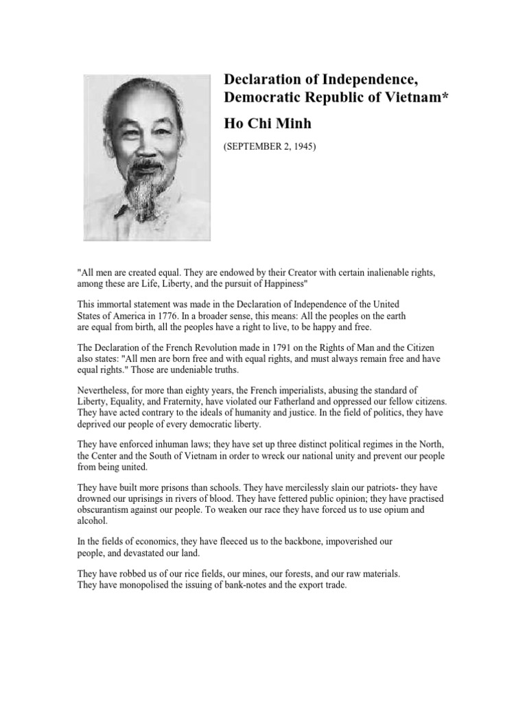 vietnamese declaration of independence text