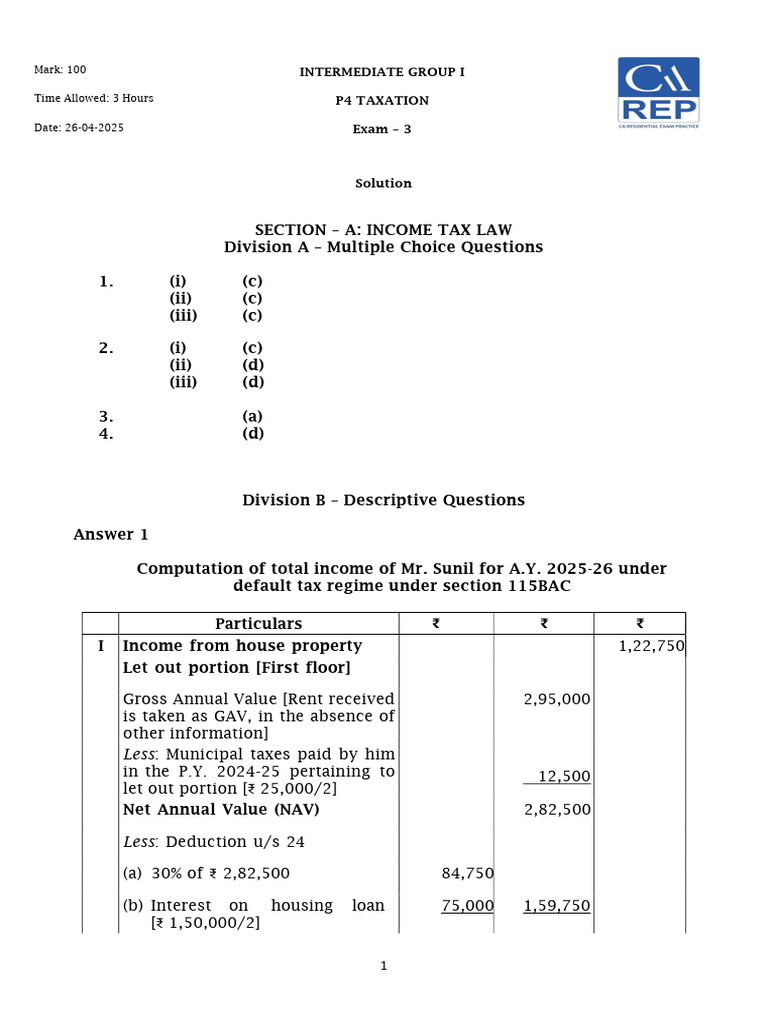 51345_Taxation_A_26-04-2025 | PDF | Tax Deduction | Taxes