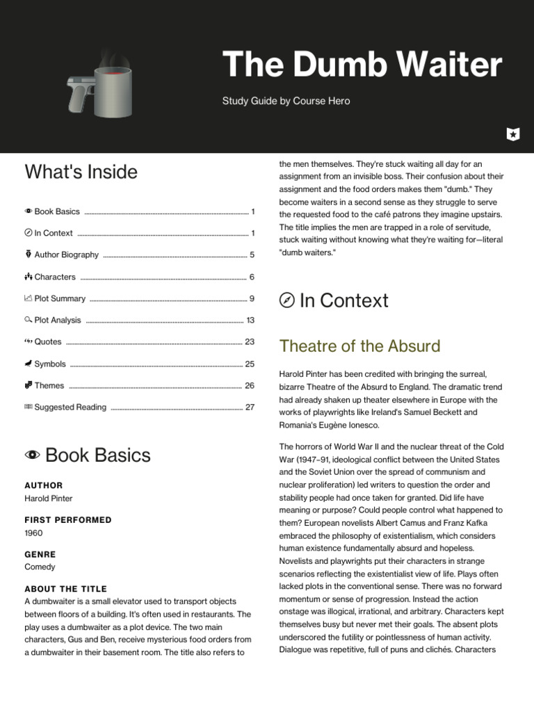 The Dumb Waiter: A Study Guide | PDF