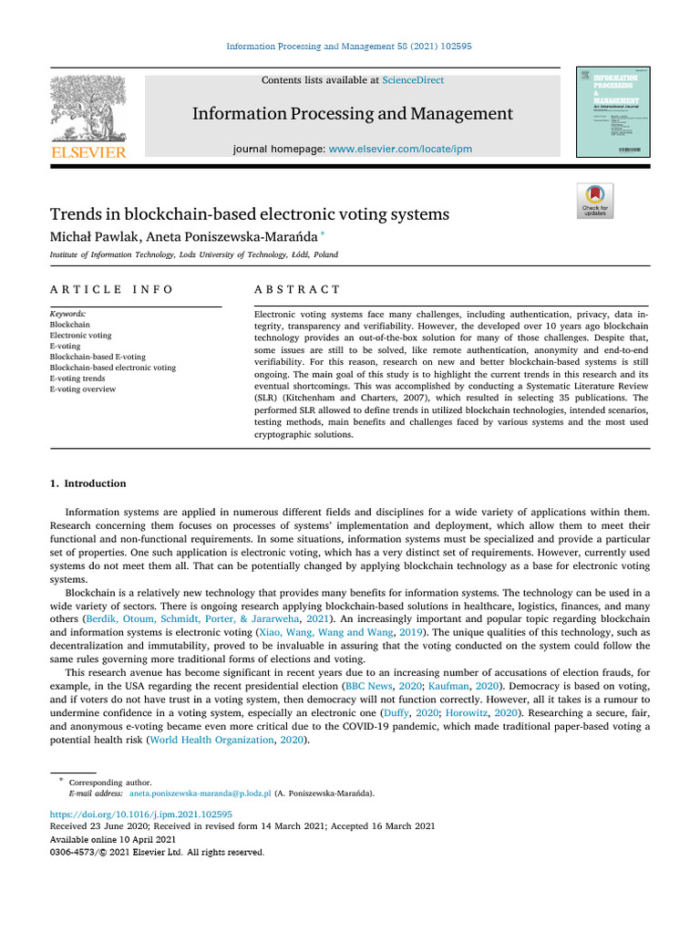 Trends in Blockchain-Based Electronic Voting Systems | PDF | Voting ...