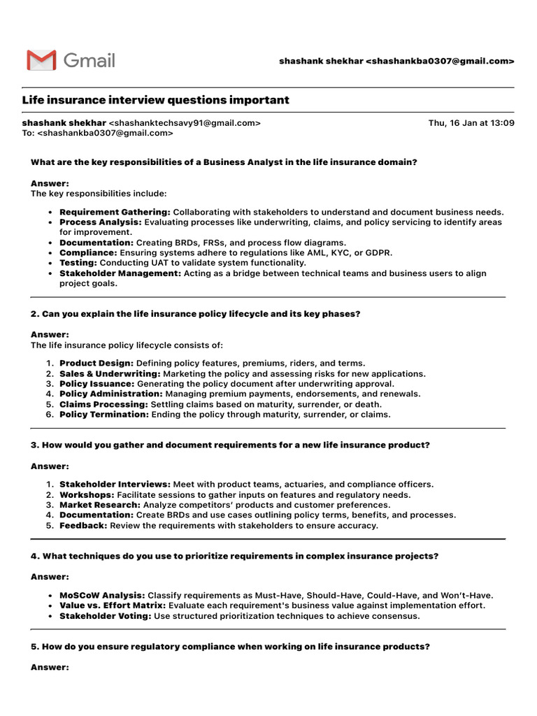 Life Insurance Business Analyst Guide | PDF | Life Insurance | Insurance