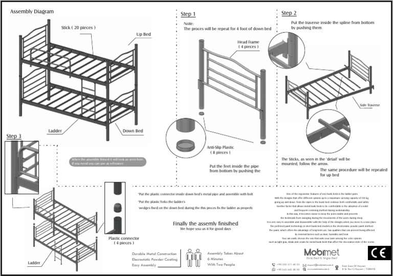 Ergonomic Metal Bunk Bed Assembly Guide | PDF | Bed