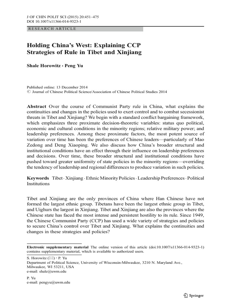CCP Control Strategies in Tibet & Xinjiang | PDF | Deng Xiaoping | China