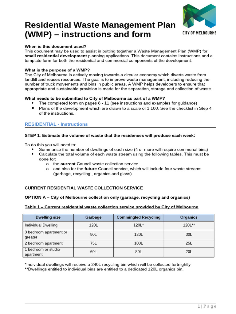 Residential Waste Management Plan Guide | PDF | Municipal Solid Waste ...