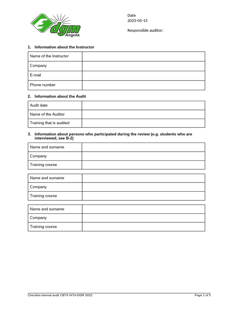 IATA-DGR 2022 Audit Checklist Summary | PDF | Internal Audit | Audit
