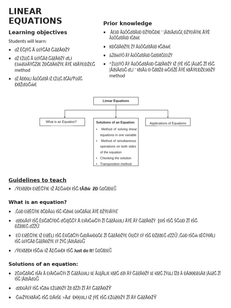 Learning Objectives Prior Knowledge: What Is An Equation? | PDF
