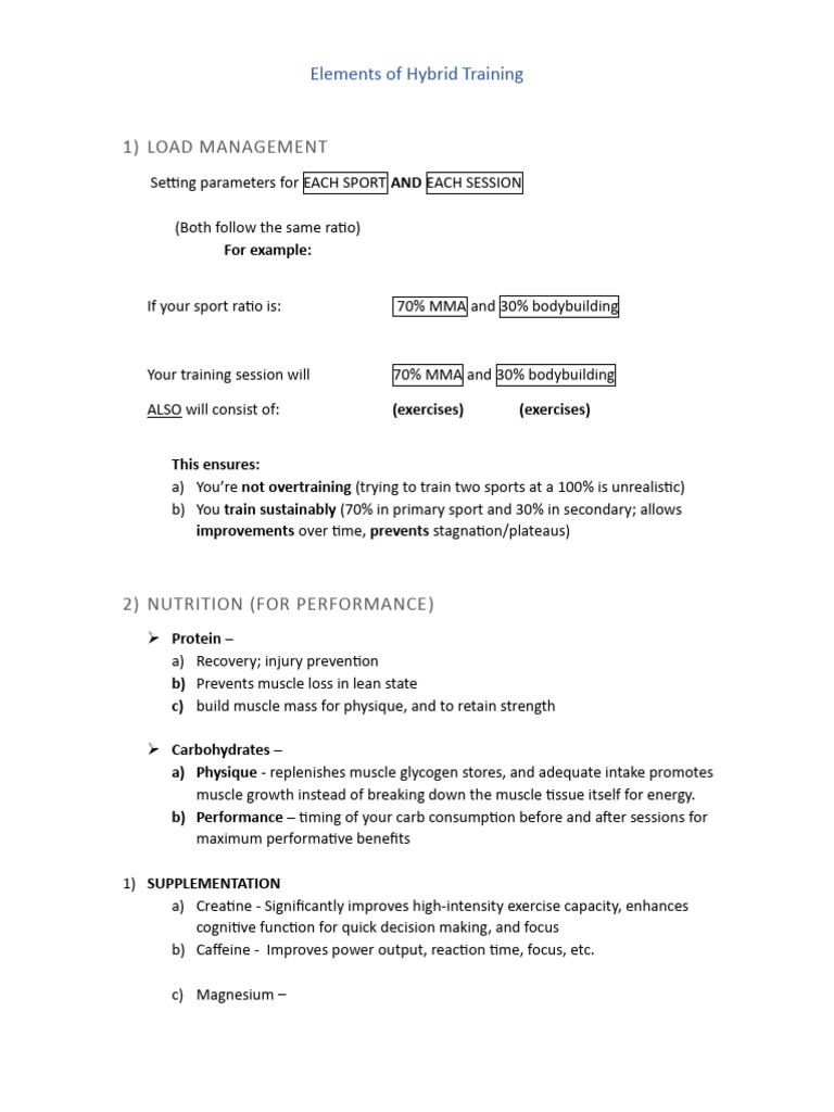 Hybrid Training: Load, Nutrition, Recovery | PDF | Skeletal Muscle ...