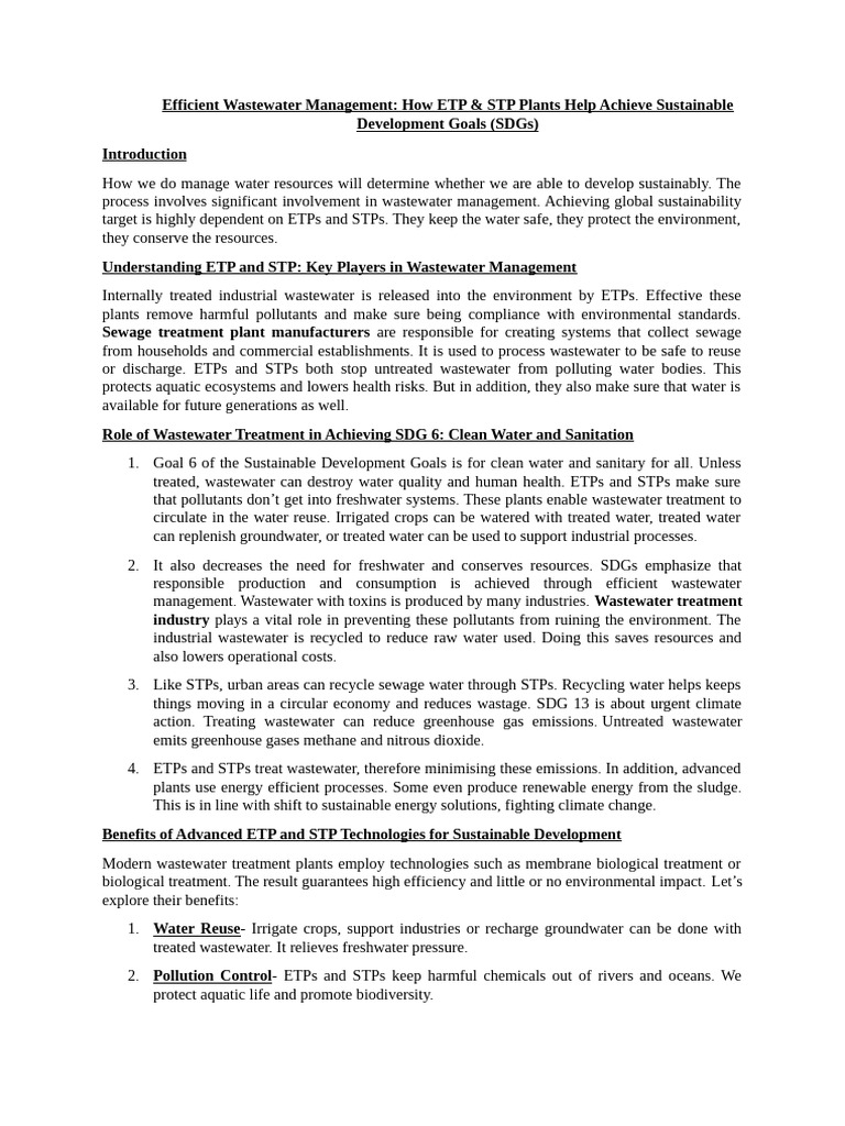 1045 Efficient Wastewater Management | PDF | Sewage Treatment ...