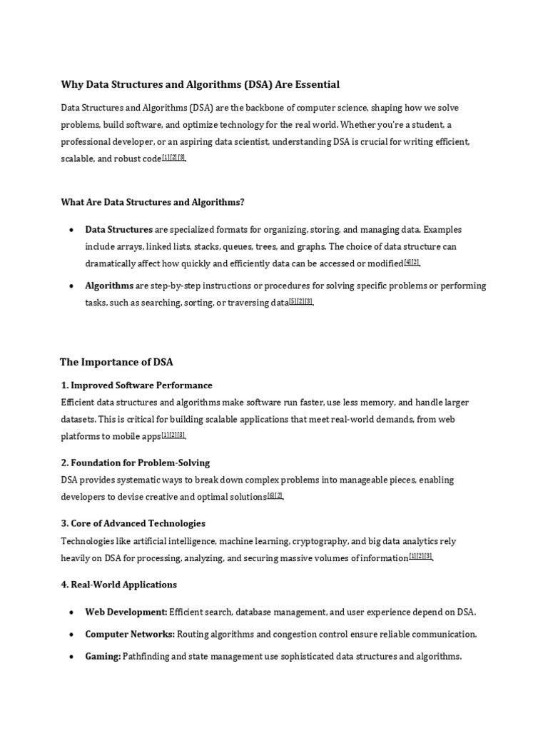 Why Data Structures and Algorithms (DSA) Are Essen | PDF | Data | Data ...