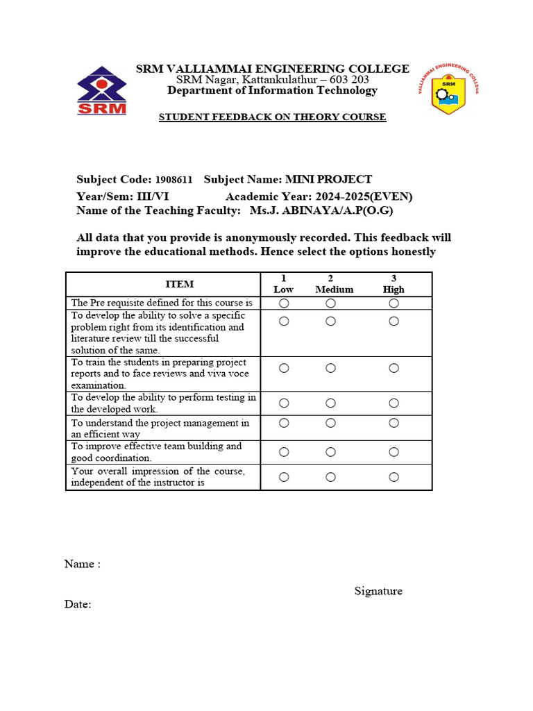 Mini Project Feed Back | PDF