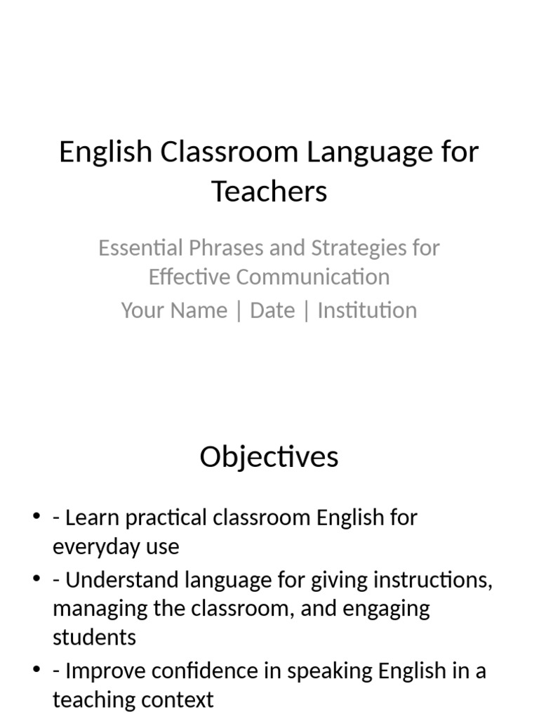 Essential English Phrases for Teachers | PDF