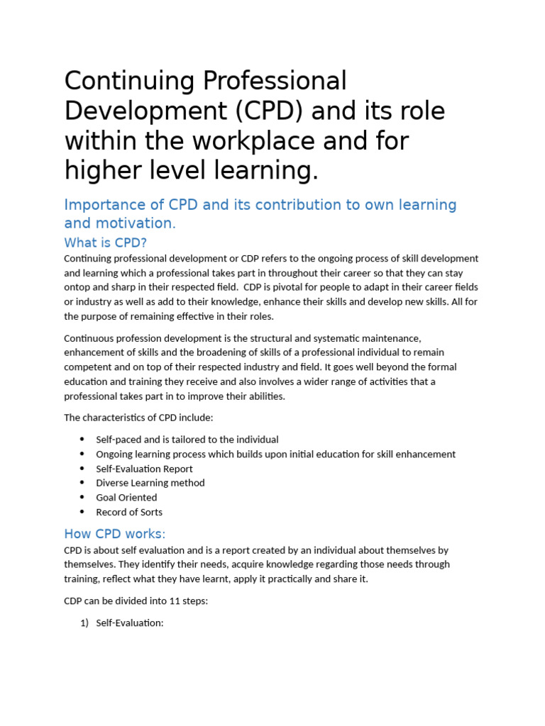 Importance of Continuing Professional Development | PDF | Goal ...