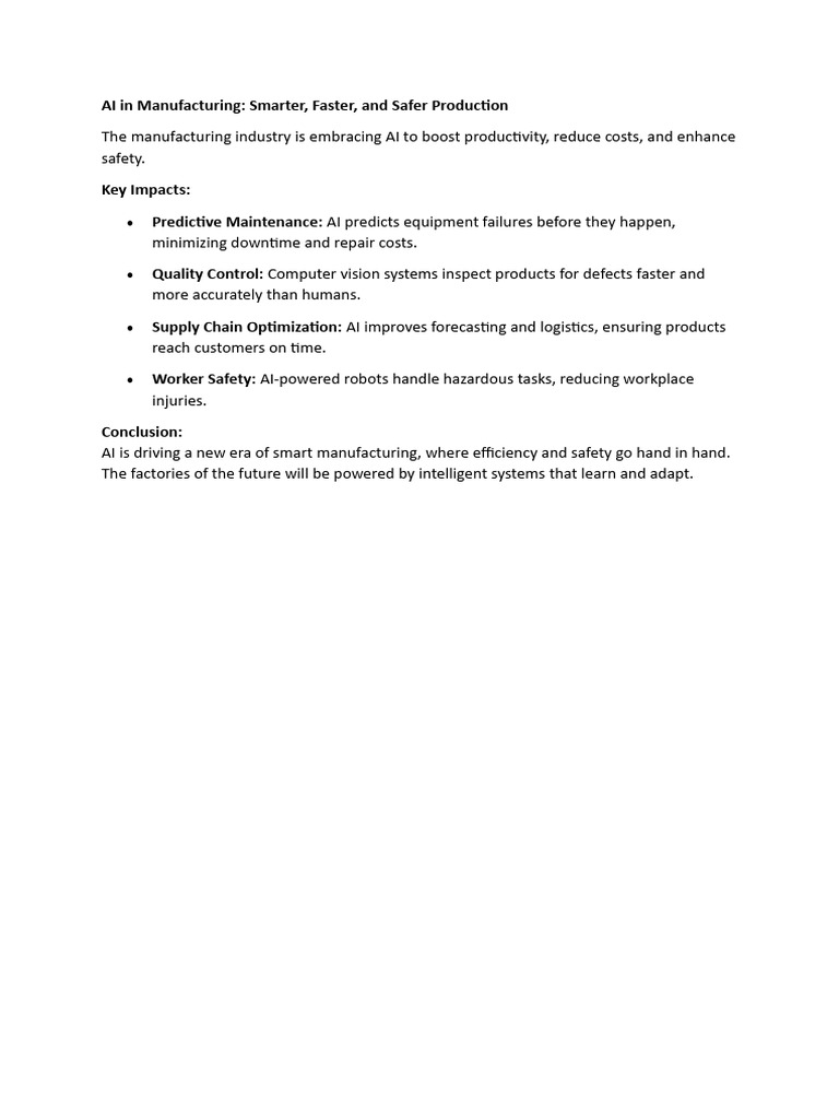 AI in Manufacturing | PDF