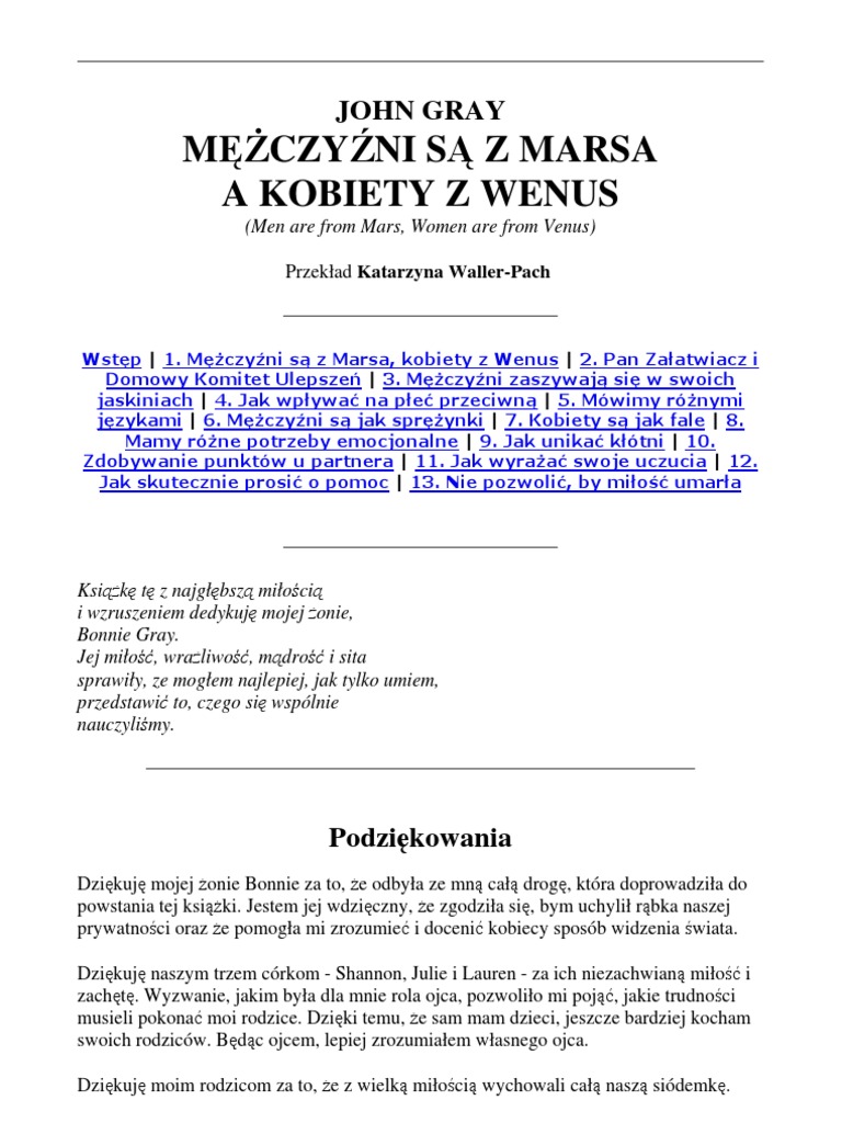 John Grey Mężczyźni Są Z Marsa Pdf