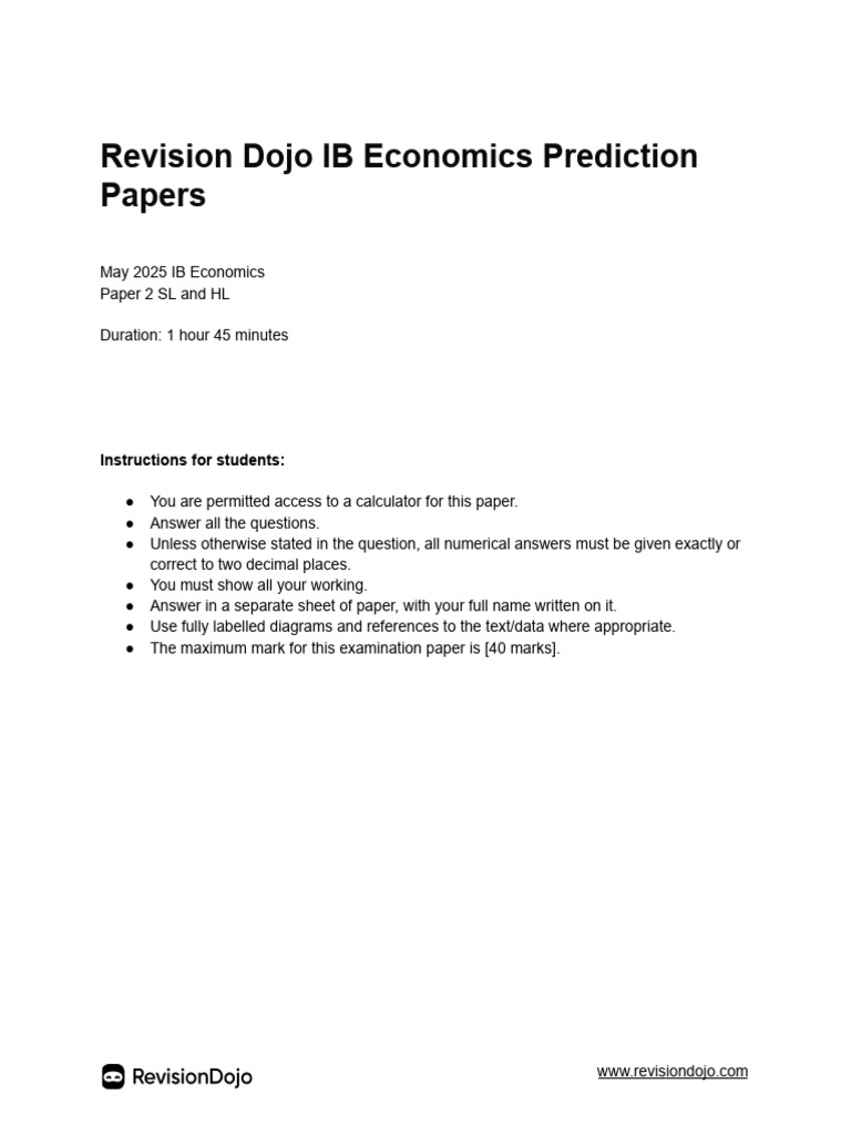 IB Economics Paper 2 Predictions 2025 | PDF | Agriculture | Labour ...