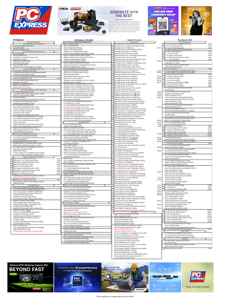 PC Express Price List May 2025 | PDF | Computer Hardware | Computing