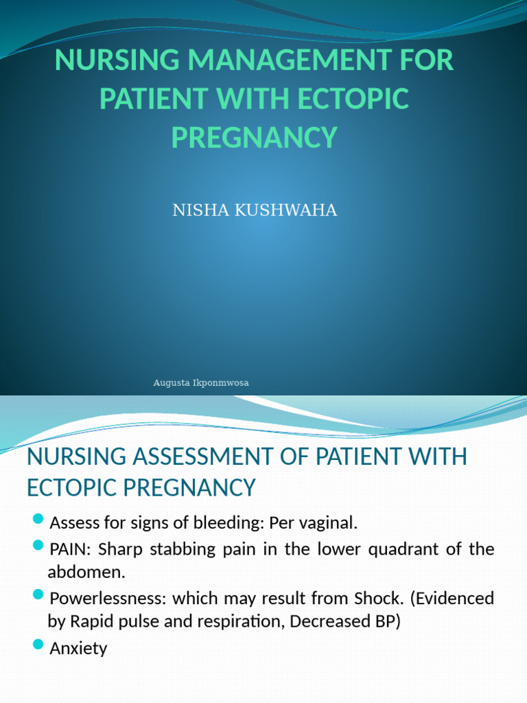 Nursing Management of Ectopic Pregnancy | PDF | Shock (Circulatory ...