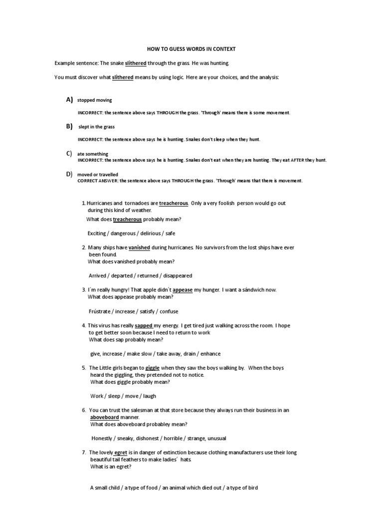 Contextual Word Guessing Techniques | PDF
