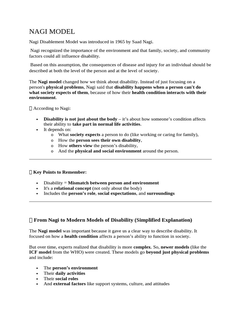 Nagi Disablement Model Explained | PDF | Disability | Psychology