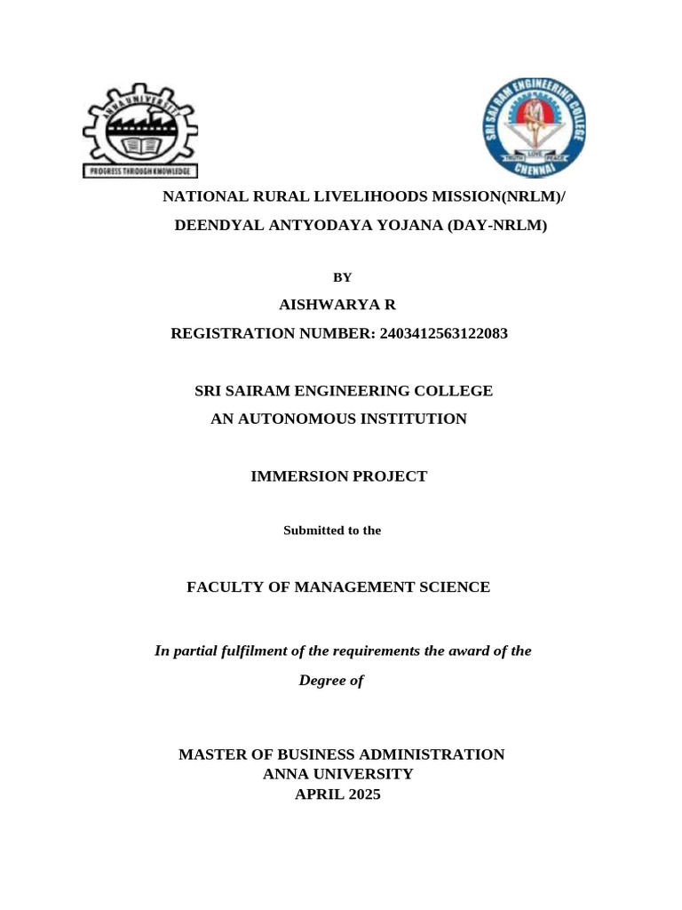 National Rural Livelihoods Mission | PDF