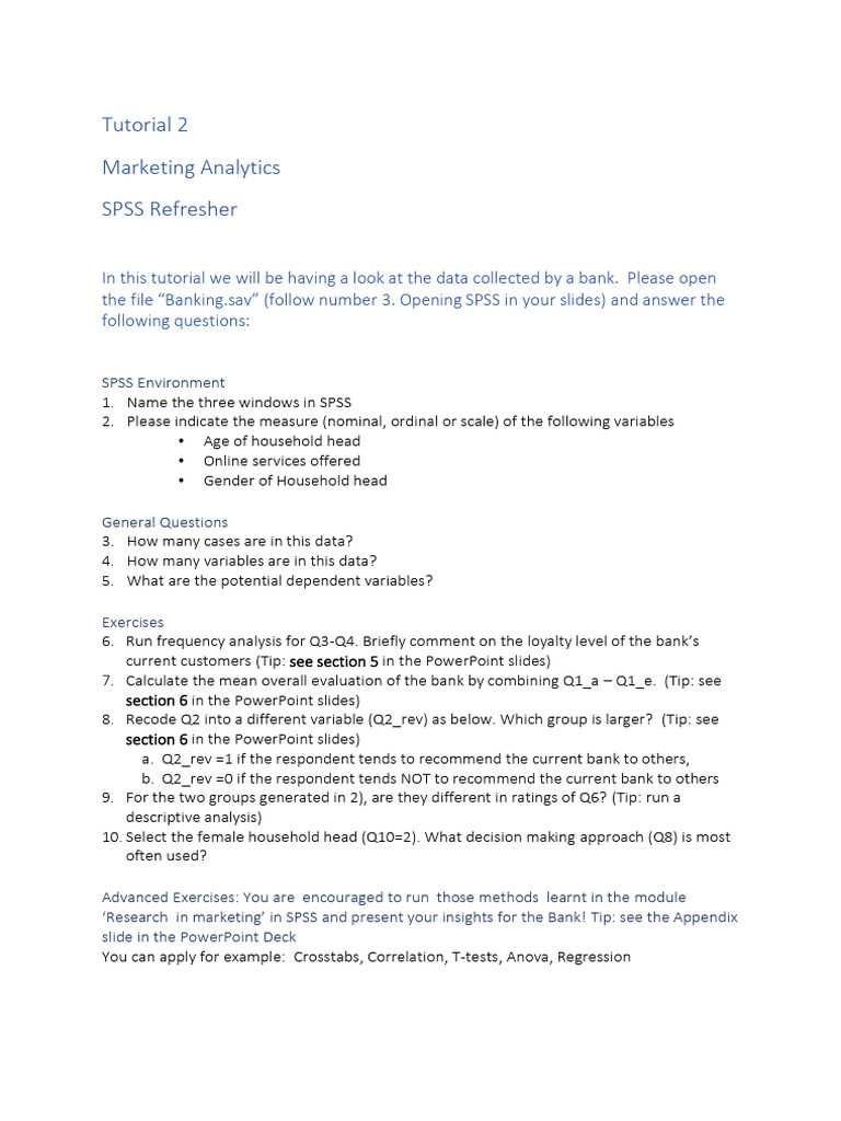 Tutorial 2 SPSS Refresher | PDF