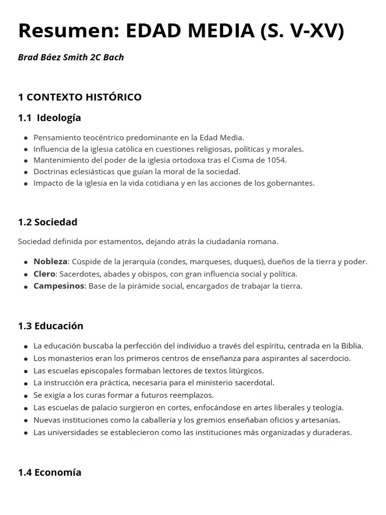 Historia y Cultura de la Edad Media | PDF | Edades medias | Feudalismo