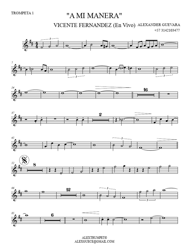 A Mi Manera Trompeta 1 Vicente Fernandez Versión En Vivo Pdf