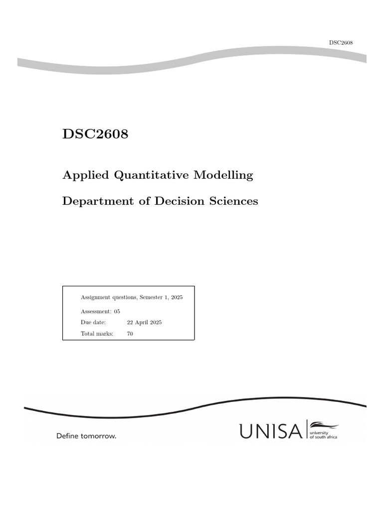 DSC2608 Assignment 05 Guidelines | PDF