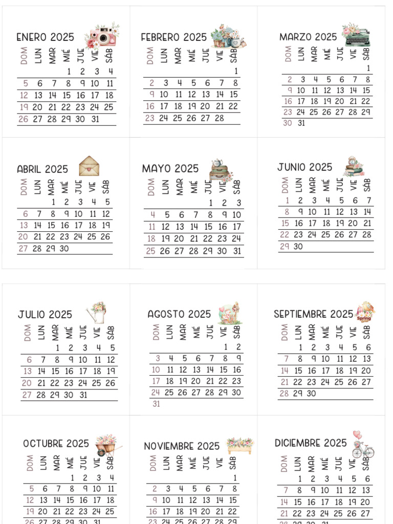 Calendario 2025 Spring Time | PDF