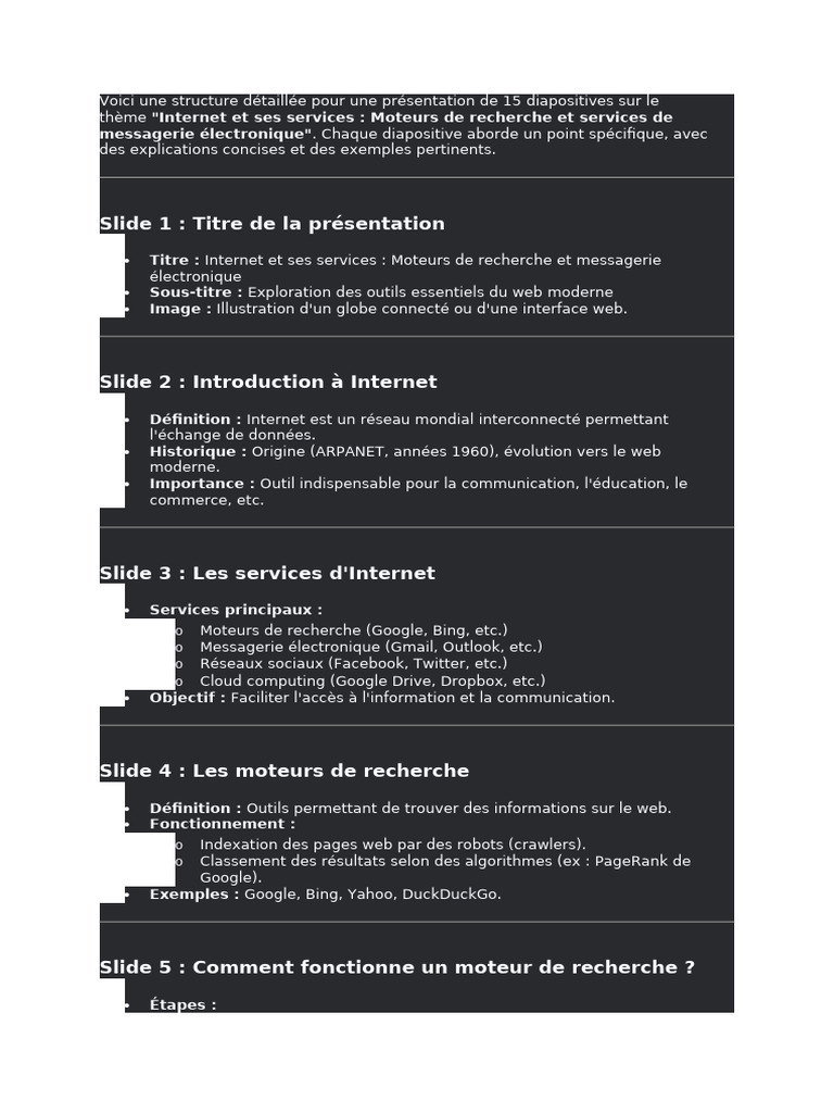 Présentation sur Internet et services | PDF | Internet | Internet et Web