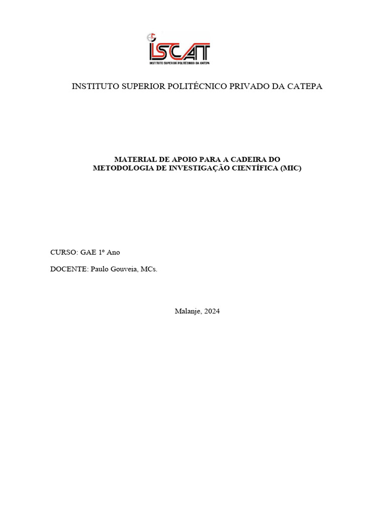 Metodologia de Investigação Científica | PDF | Método científico | Science