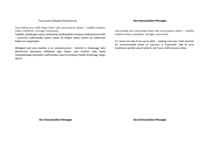 Immunization Messages - Back Side of Referral Form - CDC | PDF