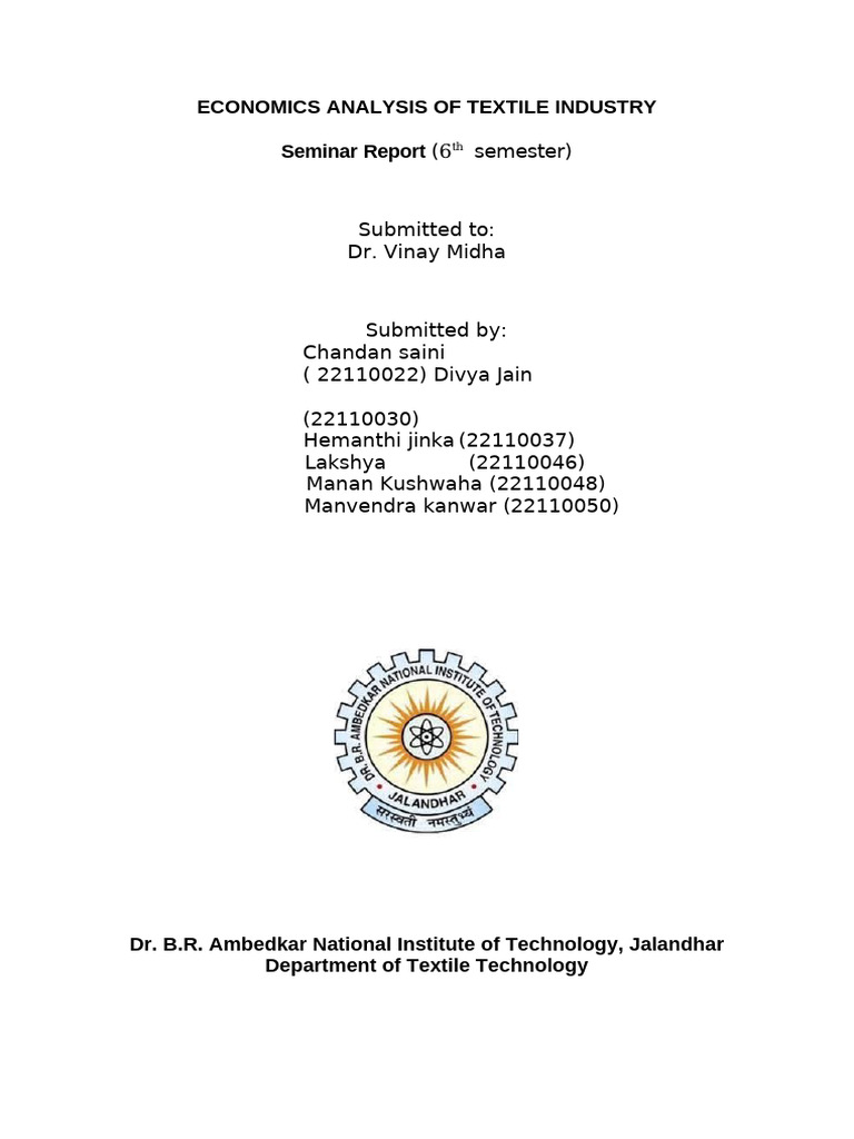 Economic Analysis of India's Textile Industry | PDF | Textiles ...