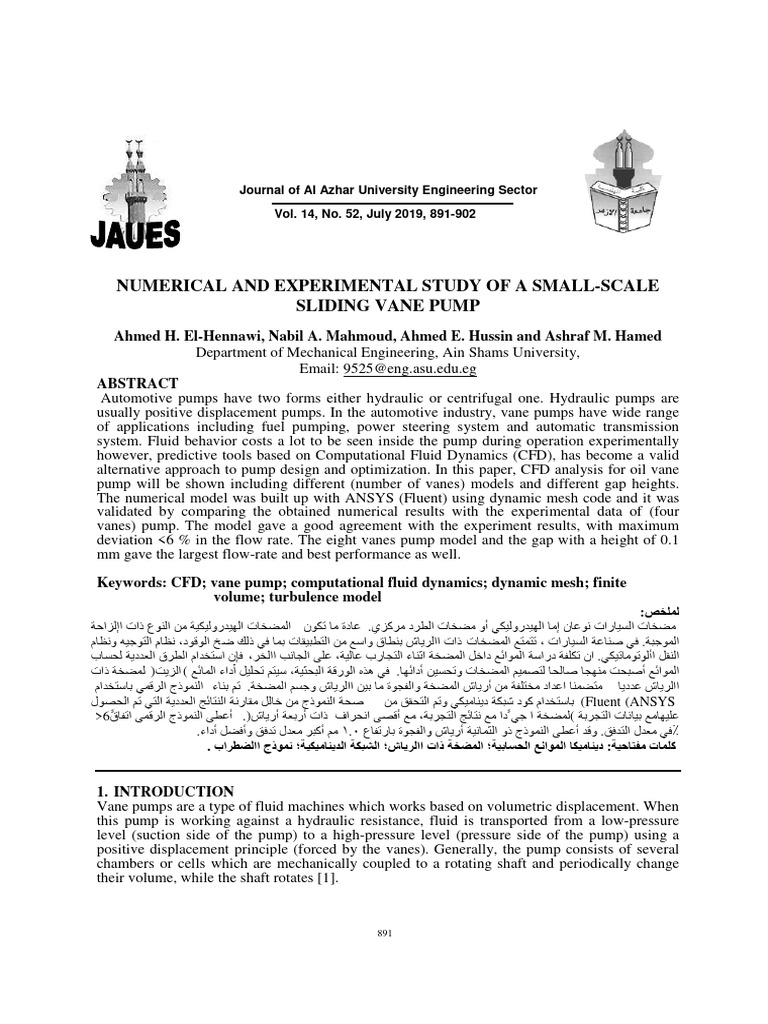 Numerical and Experimental Study of A SM | PDF | Pump | Turbulence