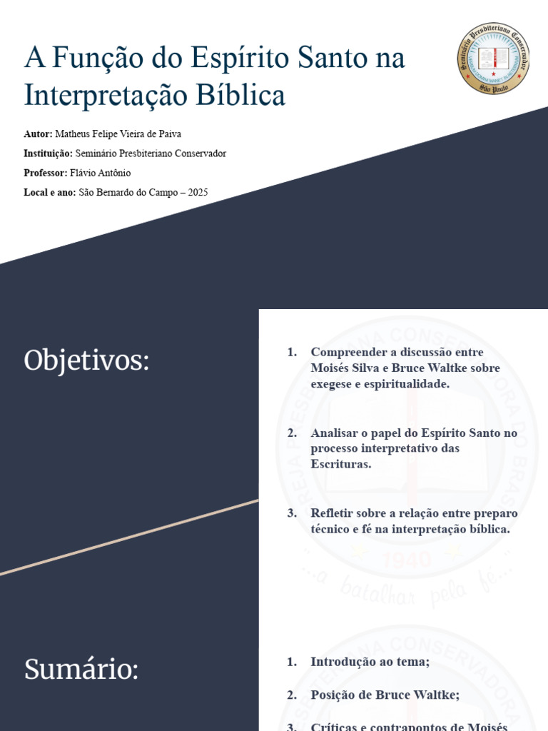 Função do Espírito Santo na Exegese | PDF | Bíblia | Fé