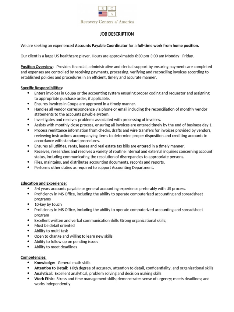 Ap Coordinator Job Description