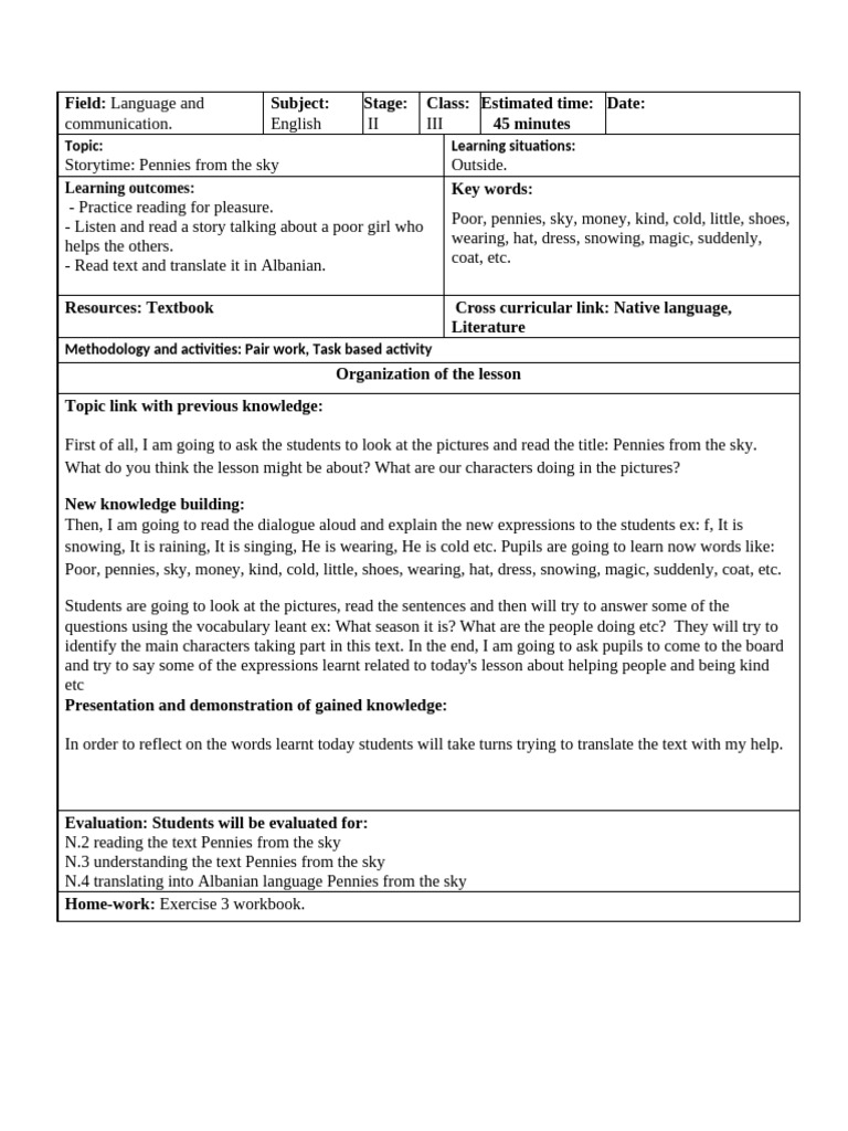 English Lesson Plans for Language Skills | PDF | English Language ...