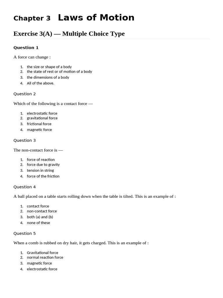 Chapter 3 Laws of Motion | PDF | Force | Inertia