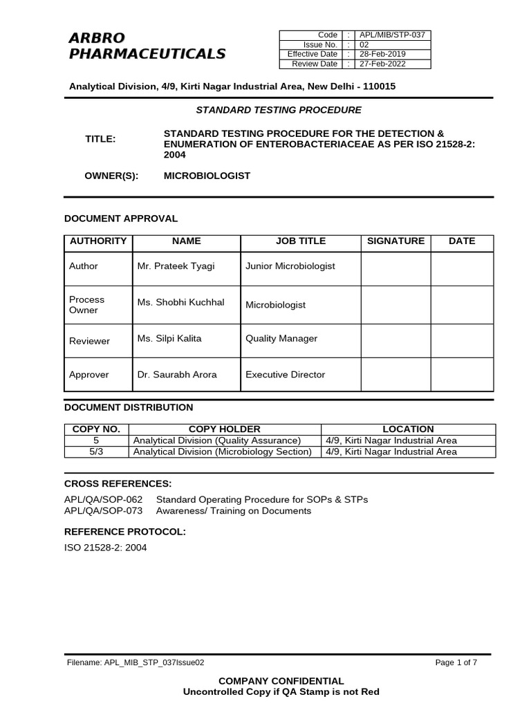 APL MIB STP 037issue02 | PDF | Agar | Sterilization (Microbiology)