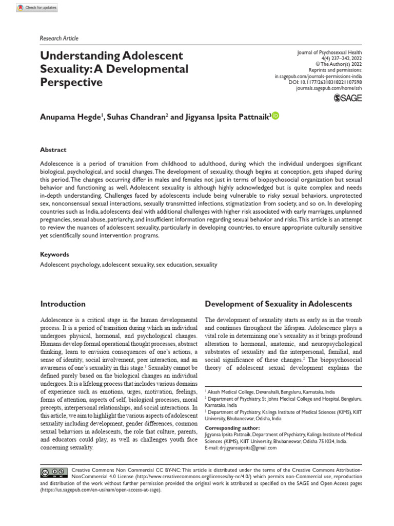 Adolescent Sexuality: Developmental Insights | PDF | Adolescence ...